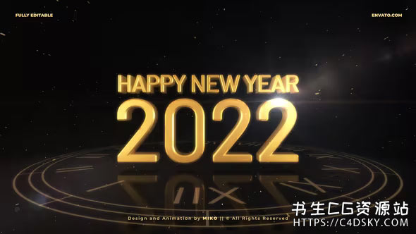 AE模板-2022年中国农历新年虎年30秒倒计时三维开场模板New Year Countdown 2022 3D