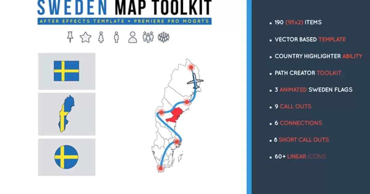 瑞典地图工具构建包AE视频模版Sweden Map Toolkit插图