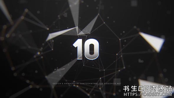 AE模板-Plexus粒子点线图形10秒倒计时Logo揭示开场Plexus Countdown Intro