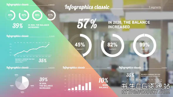 AE模板-大型数据统计分析可视化信息图表元素素材包模板Infographics white