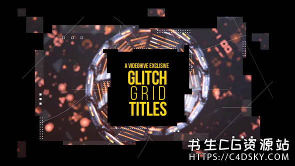 AE模板-科技感马赛克故障网格文字标题动画Glitch Grid Titles