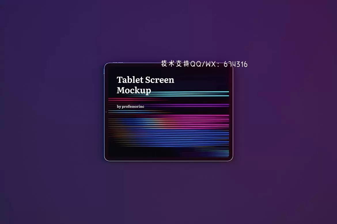 高品质的霓虹灯效果iPad Pro APP UI样机展示模型mockups免费下载插图2