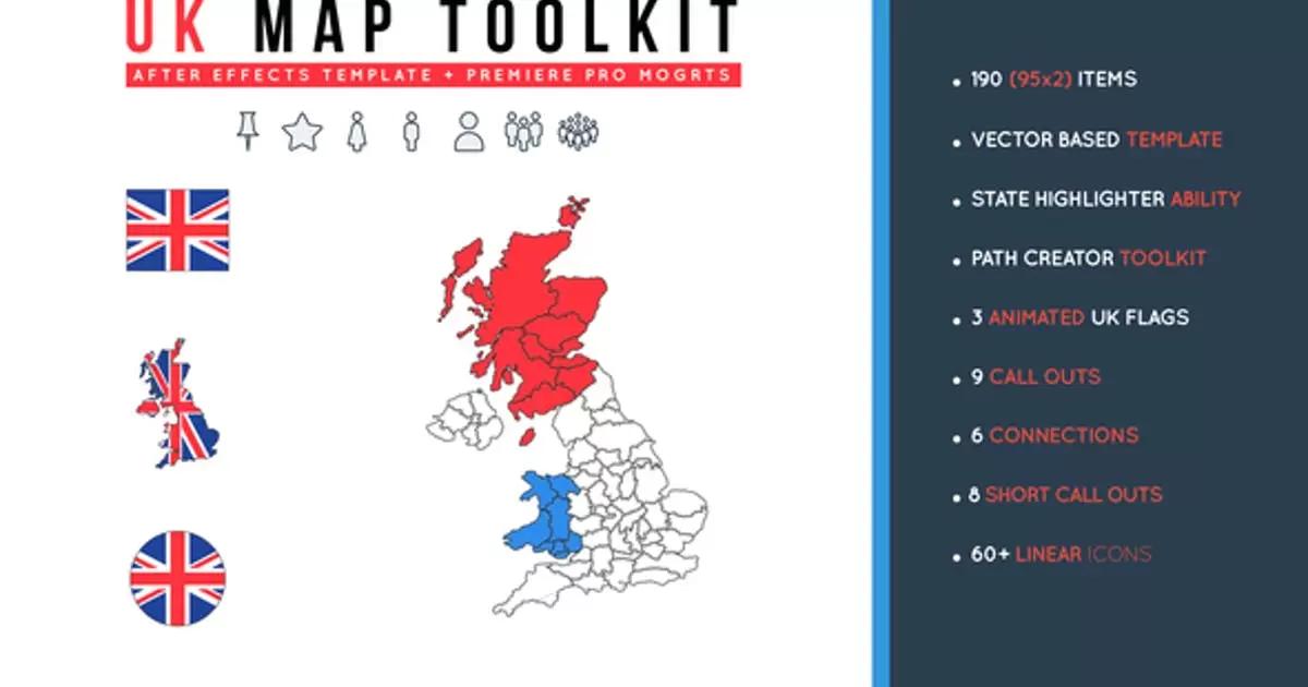 英国地图工具包AE视频模版UK Map Toolkit插图