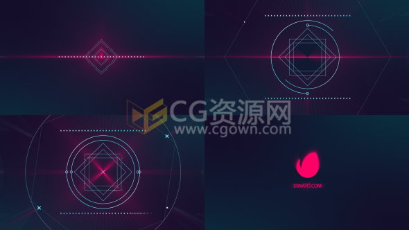 线条网络形状动画小故障扭曲玩家LOGO片头效果制作-AE模板工程