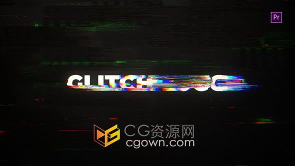 Glitch Logo Mogrt AE与PR模板失真动态故障RGB分割标题视频片头