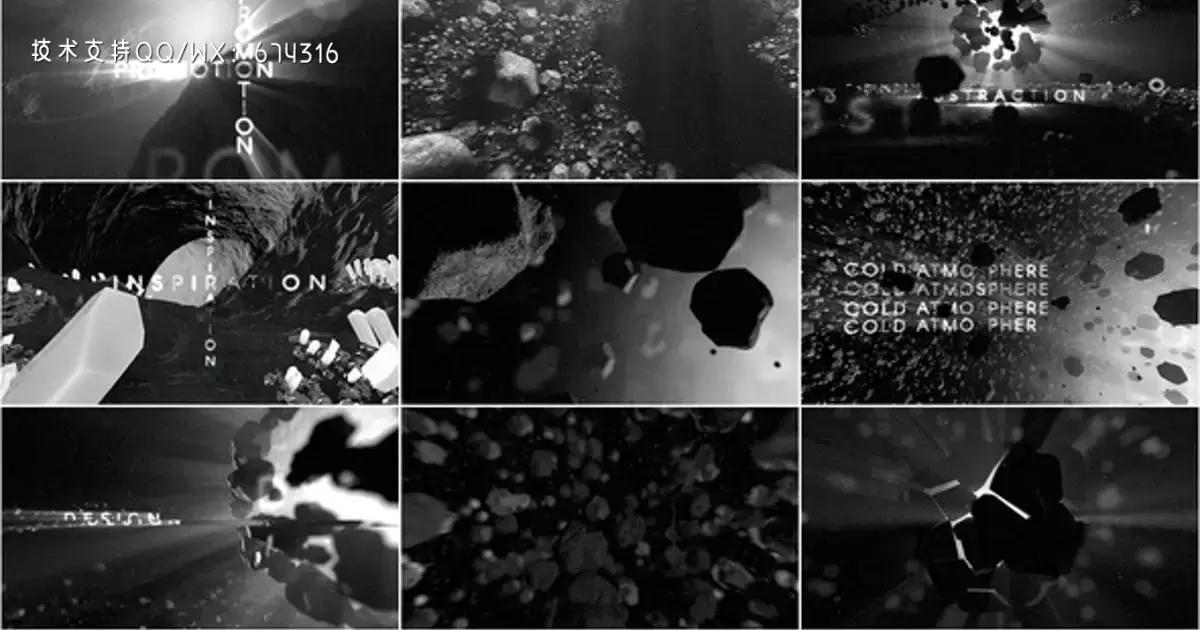 宇宙爆炸石头破碎震撼来袭文字片头AE视频模版Stones插图